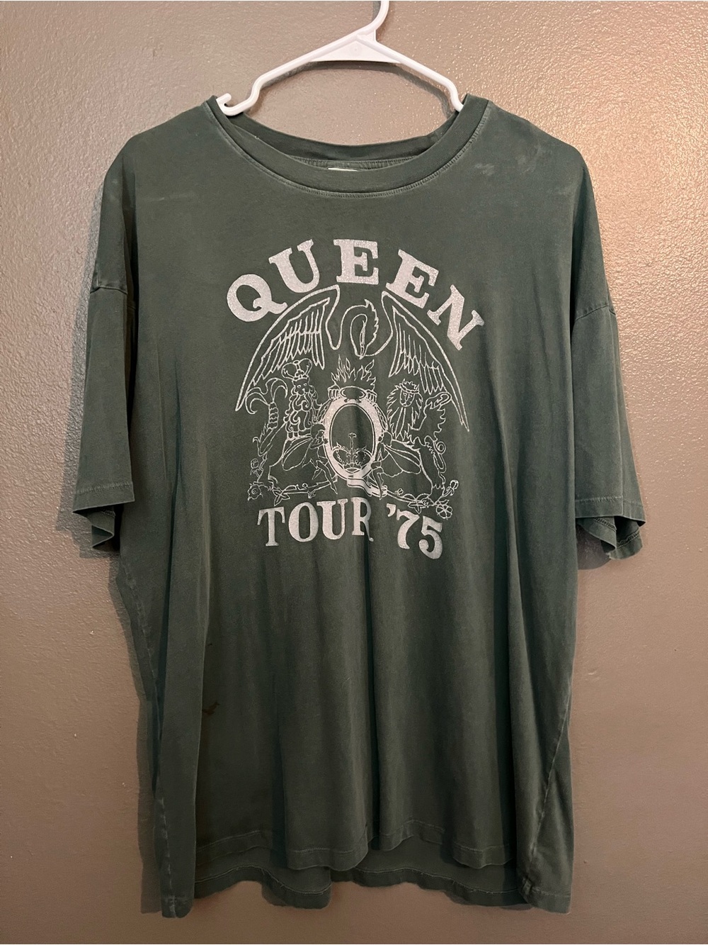 American Eagle Outfitters Queen Tour '75 Graphic Tee - Faded Green